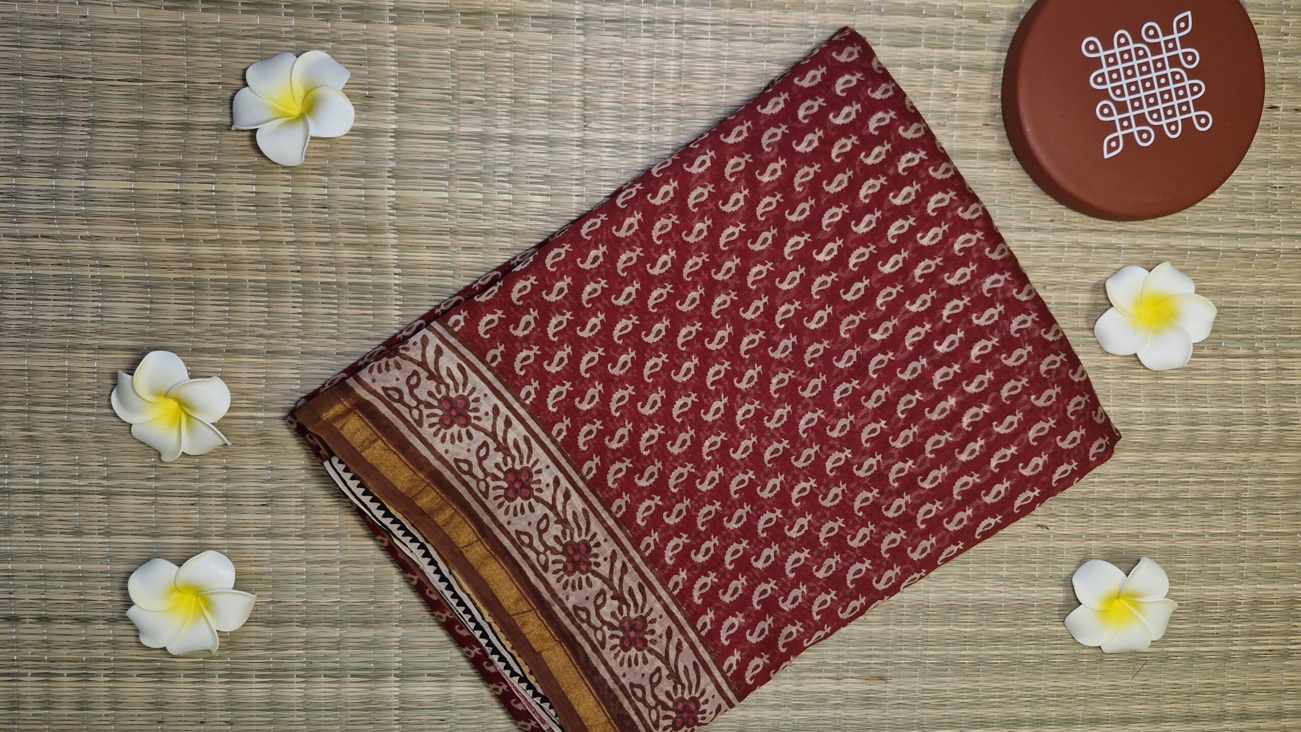 Chanderi Bagru Print Saree