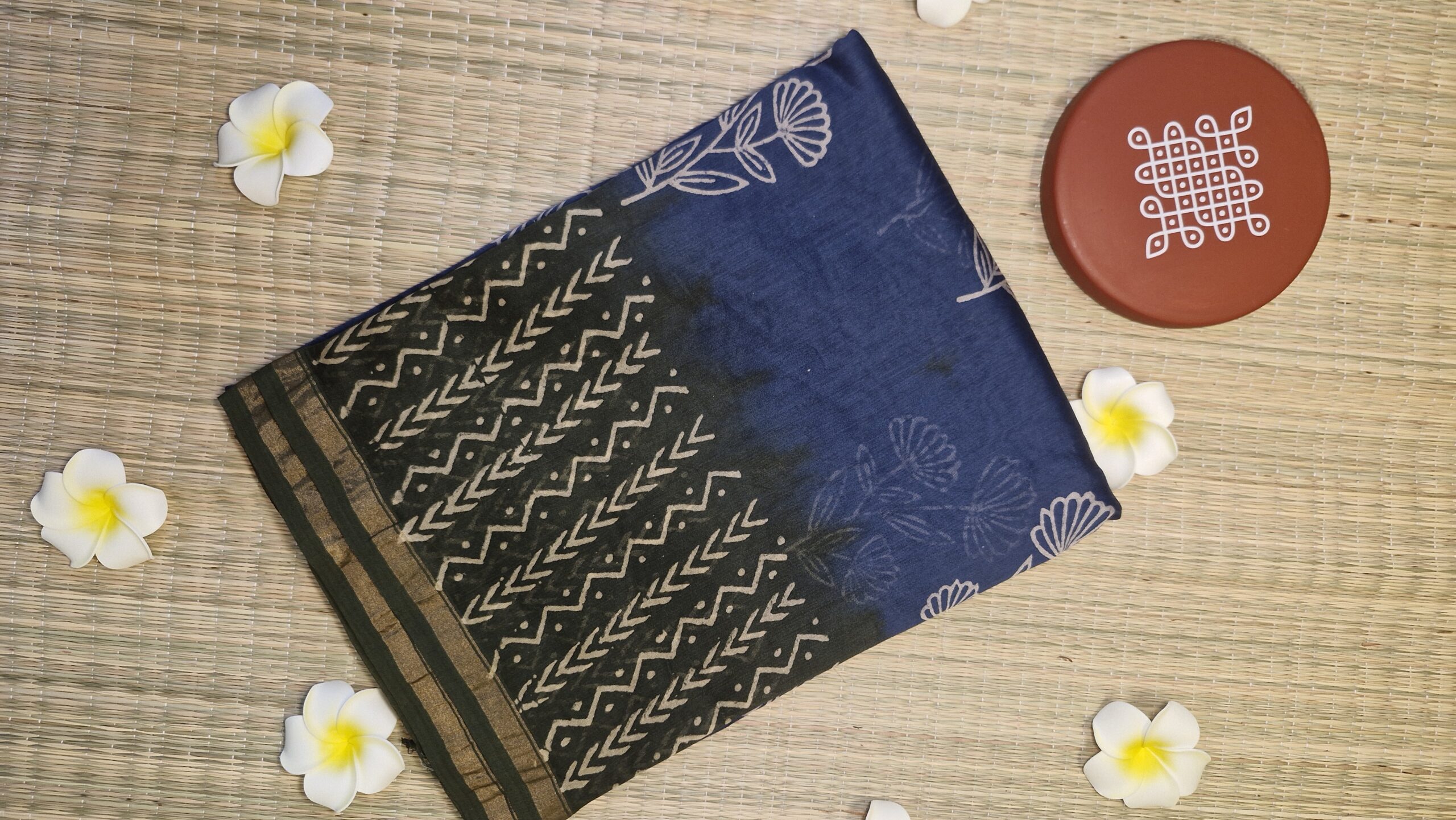 Chanderi Bagru Print Saree