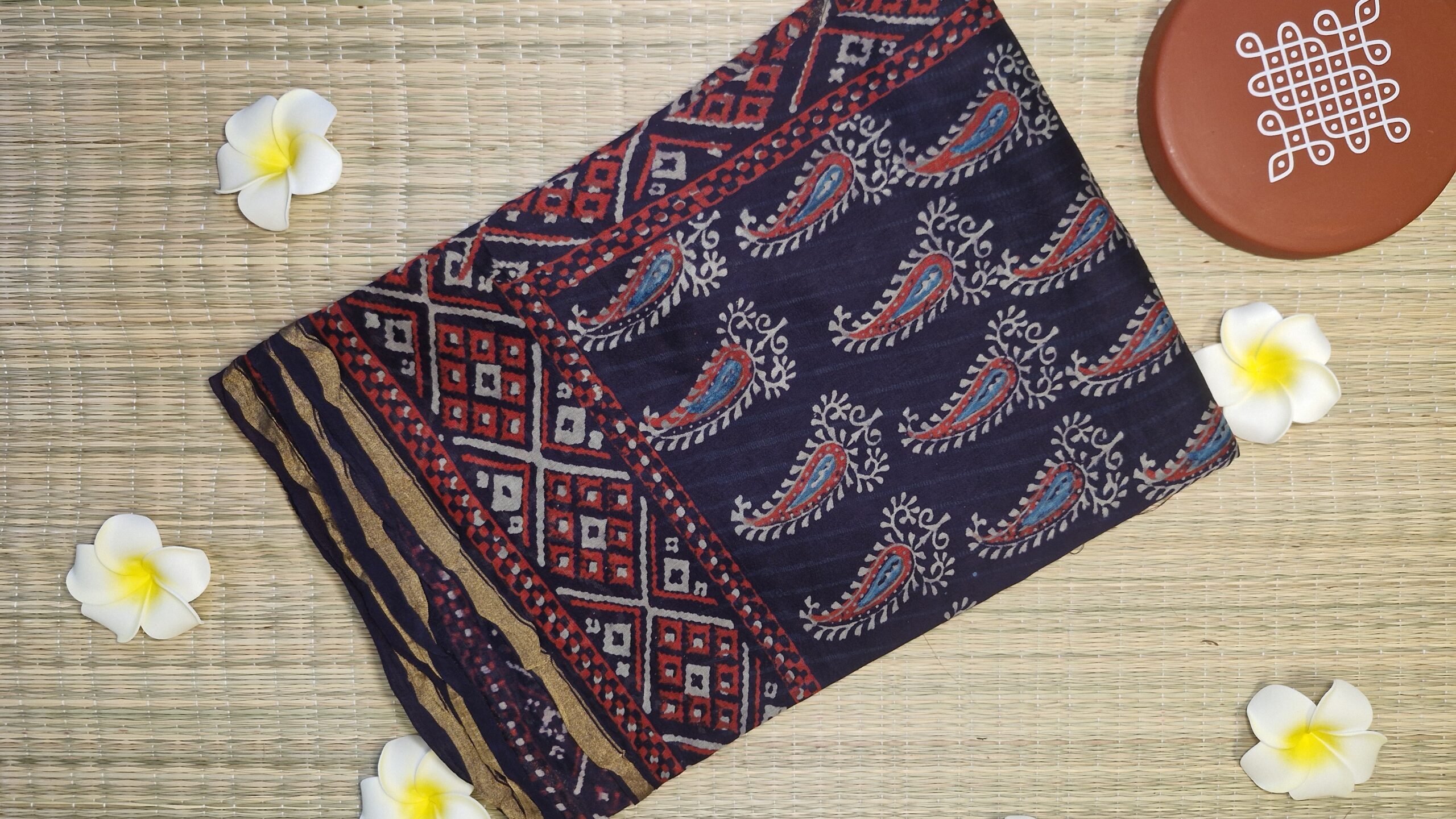 Chanderi Bagru Print Saree